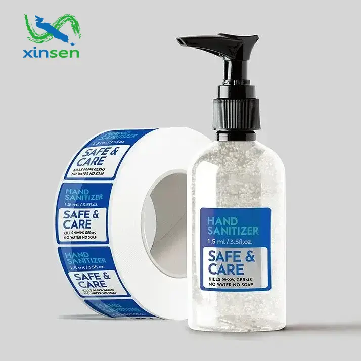Vattentäta etiketter för handdesinfektion